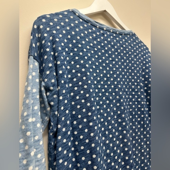 Madwell Women’s S Blue Polka Dot Long Sleeve Top shirt Tee - Picture 4 of 6